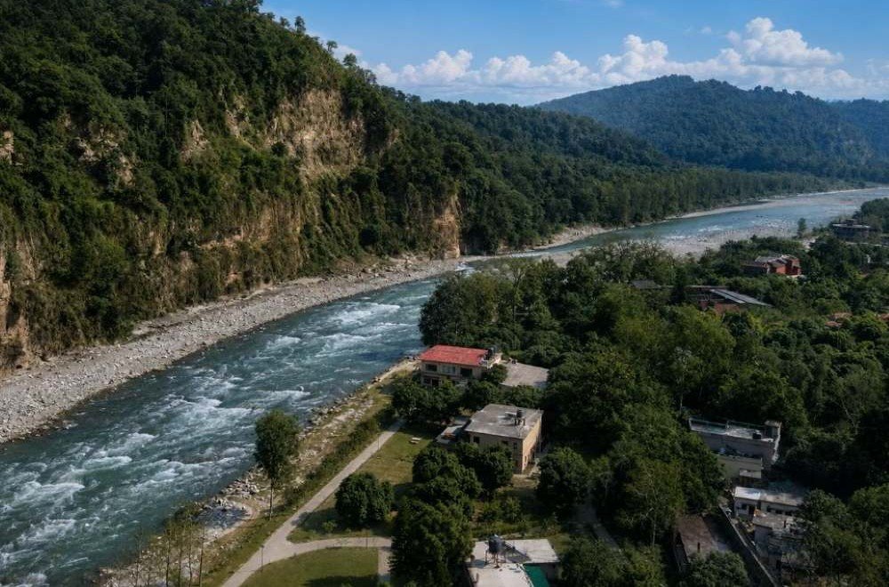 Bel-la-Monde-Riverside-Resort-Jim-Corbett-drone-view