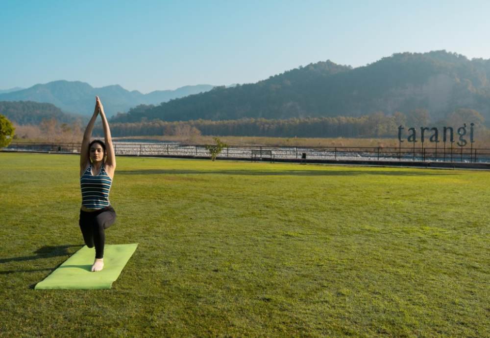 Tarangi-Resort-Spa-Jim-corbett-resort-lawn-view-yoga